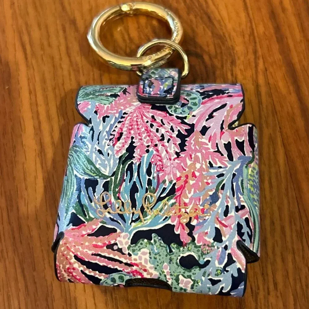Lily Pulitzer ear pods case key chain airpods blue pink